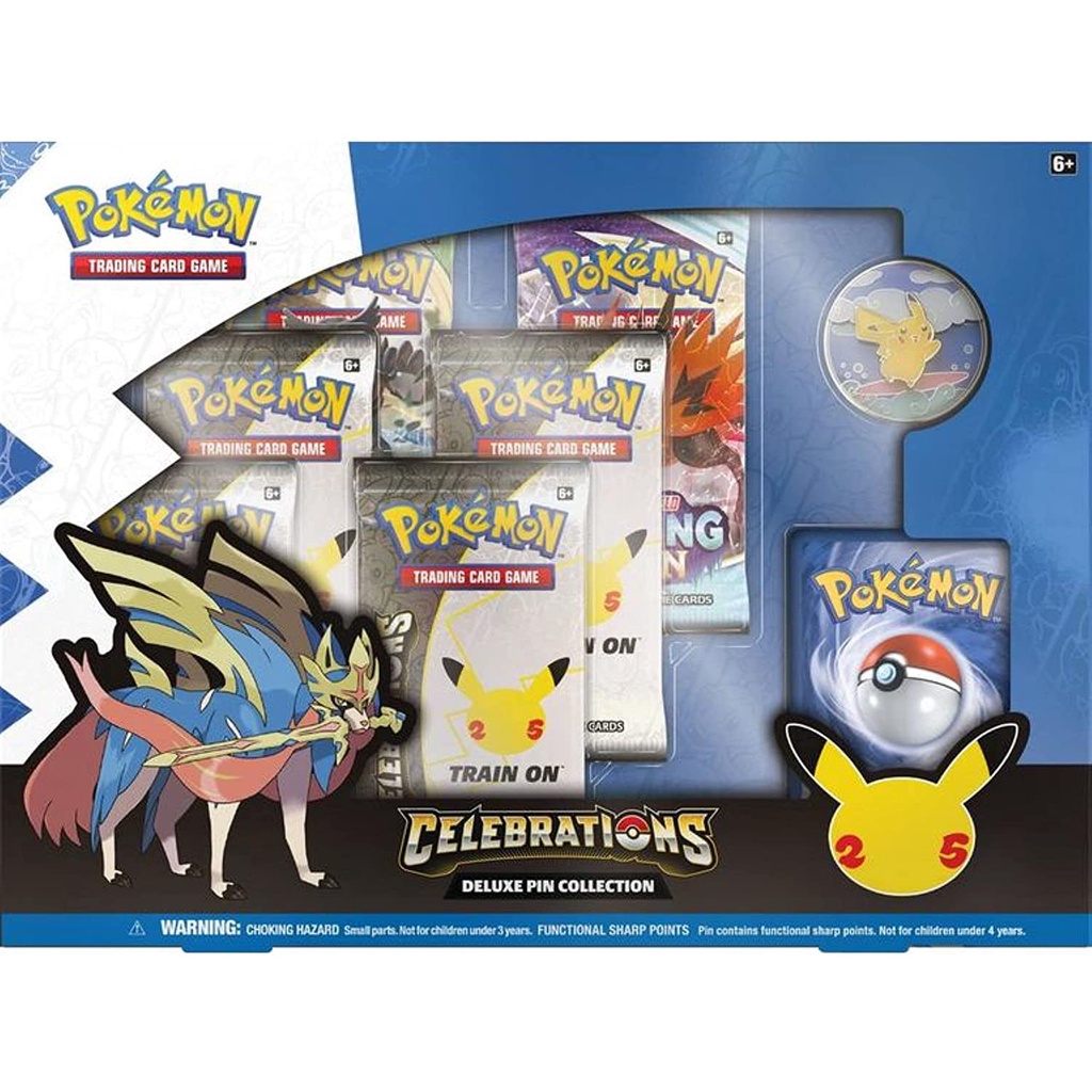 Hộp thẻ bài Pokemon TCG - 25th Celebrations Zacian Deluxe Pin Collection