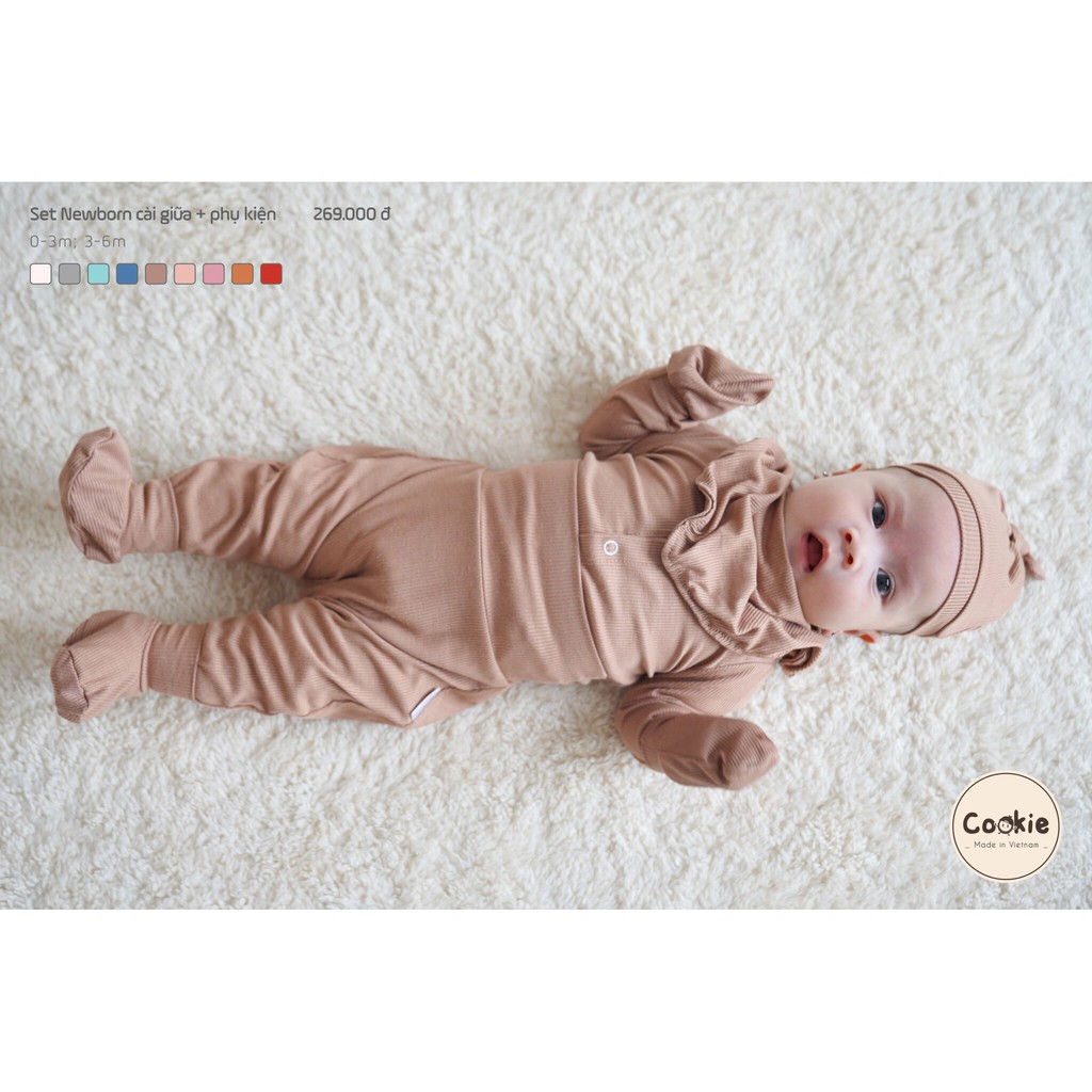 Bộ sơ sinh Cookie cạp cao cài thẳng chất vải cotton lạnh mỏng mát Made in Việt nam ( phom hơi nhỏ vì vải ôm )