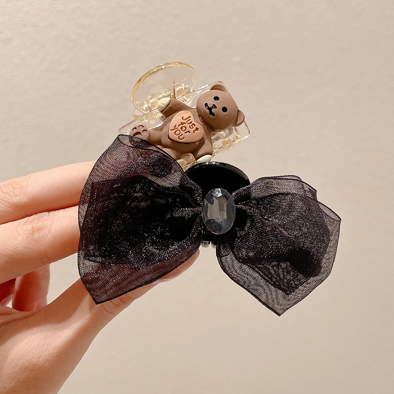 Kẹp Tóc Lưới Hình Nơ Đính Đá