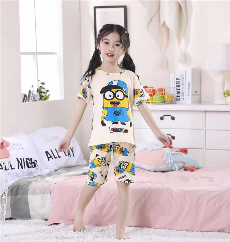 Áo Thun Tay Ngắn In Hình Minion Dễ Thương Cho Bé Trai &amp; Gái