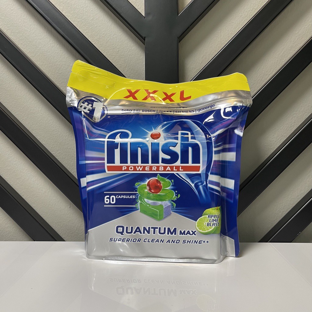 Viên rửa bát Finish Quantum Max Túi 60viên (Hương Táo chanh) - viên rửa chén chính hãng EU