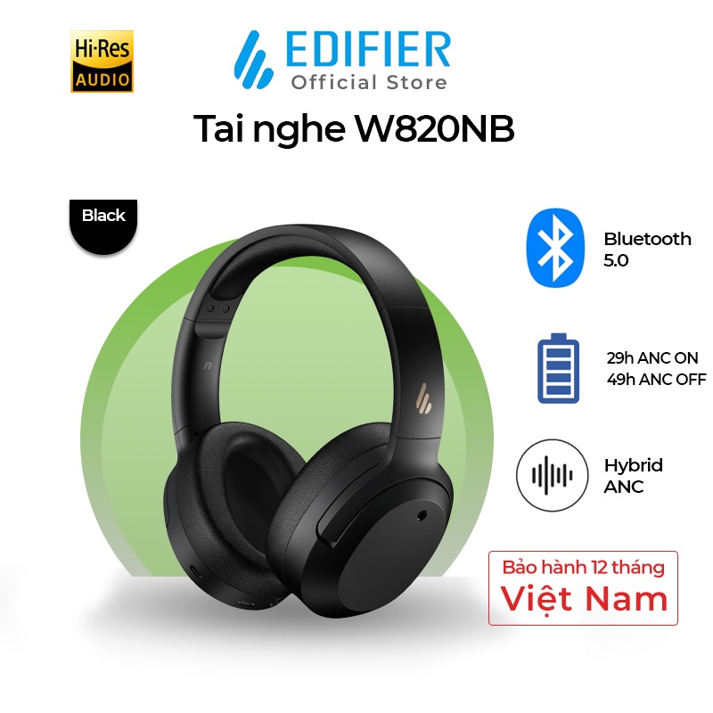 Tai nghe Bluetooth 5.0 EDIFIER W820NB Chụp tai Chống ồn chủ động Âm thanh chất lượng cao Hires Chơi game Hàng chính hãng