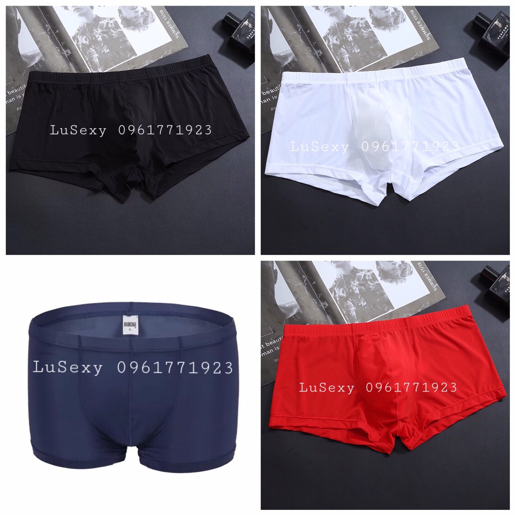 Quần lót nam thun lạnh có đường may, quần sịp nam boxer đường may màu đen màu trắng GIÁ RẺ