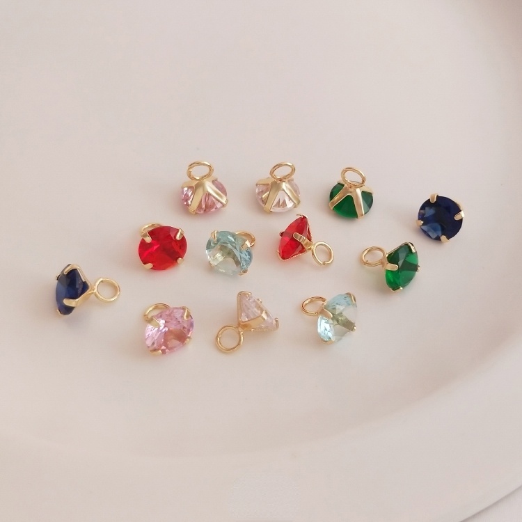 charm mặt dây Chuyền Thủ Công Bằng Đồng 14K Đính Đá Zircon Nhiều Màu S