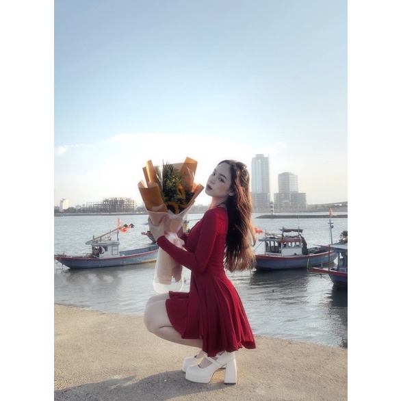 Đầm thun gân Yunie