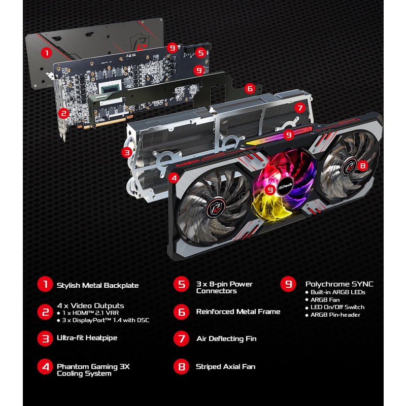 card màn hình VGA ASROCK Radeon RX 6700 XT Phantom Gaming D 12GB OC new 36 tháng