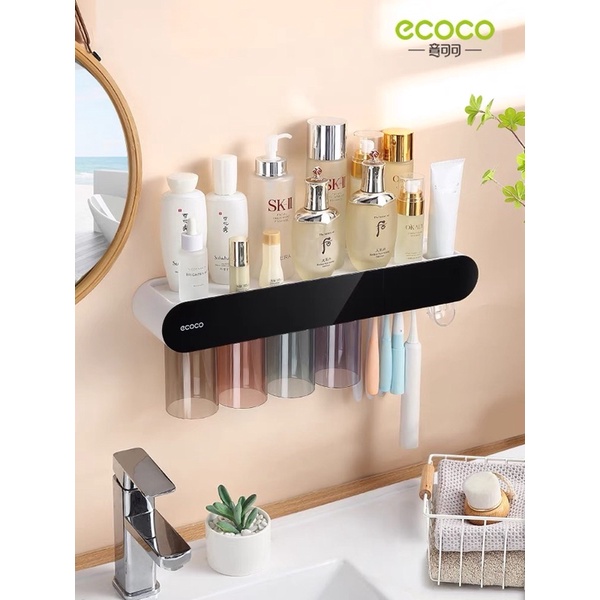 Kệ Để Đồ Phòng Tắm ECOCO 2 Cốc,3 Cốc, 4 Cốc Kèm Nhả Kem Đánh Răng, Kệ Nhà Tắm Dán Tường Cực Chắc