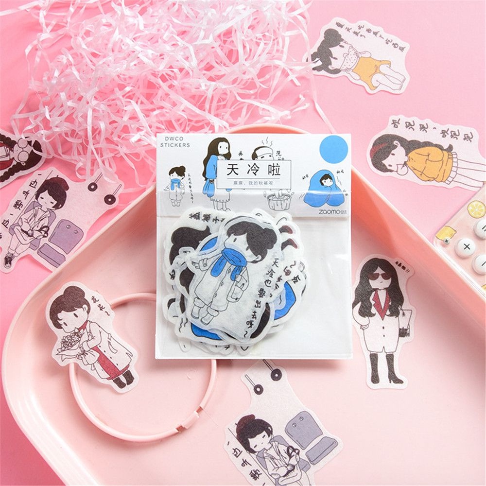 Combo 40 miếng sticker dán sổ Cute girls dùng dán trang trí sketchbook/ tập vở/ nhật ký - VP084