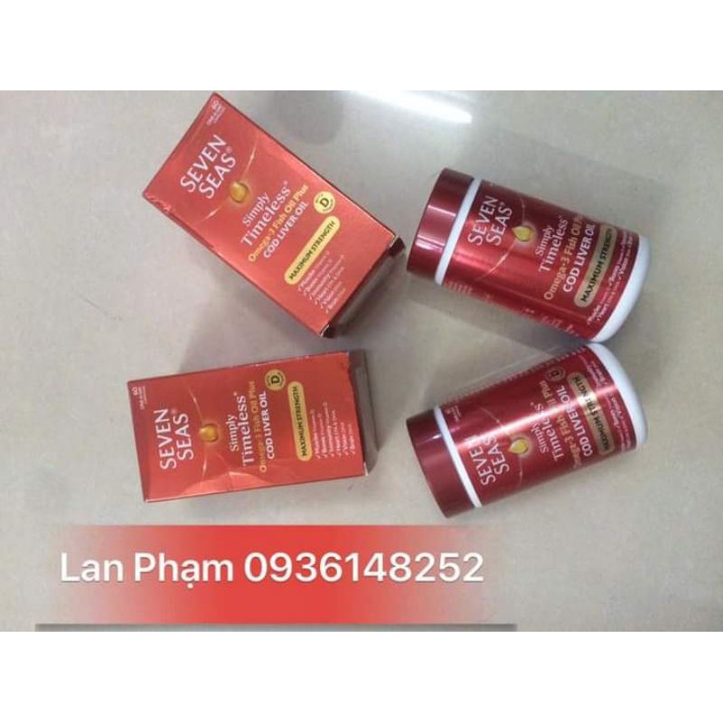 Seven seas cod liver oil 60 viên, 90 viên, 120 viên của Anh