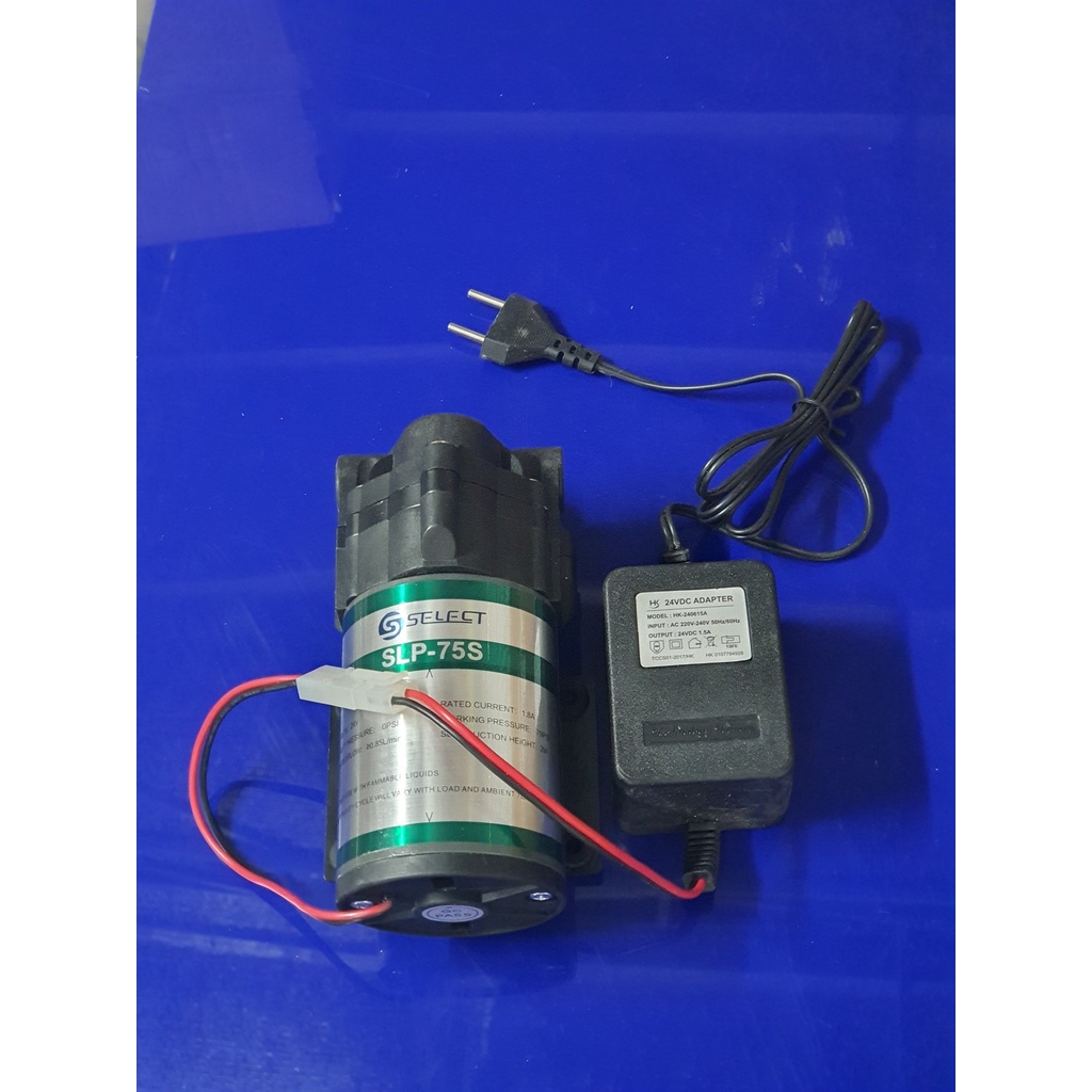 Bơm tăng áp 75g và adaptor 1.5A gắn máy lọc nước Ro hoặc phun sương