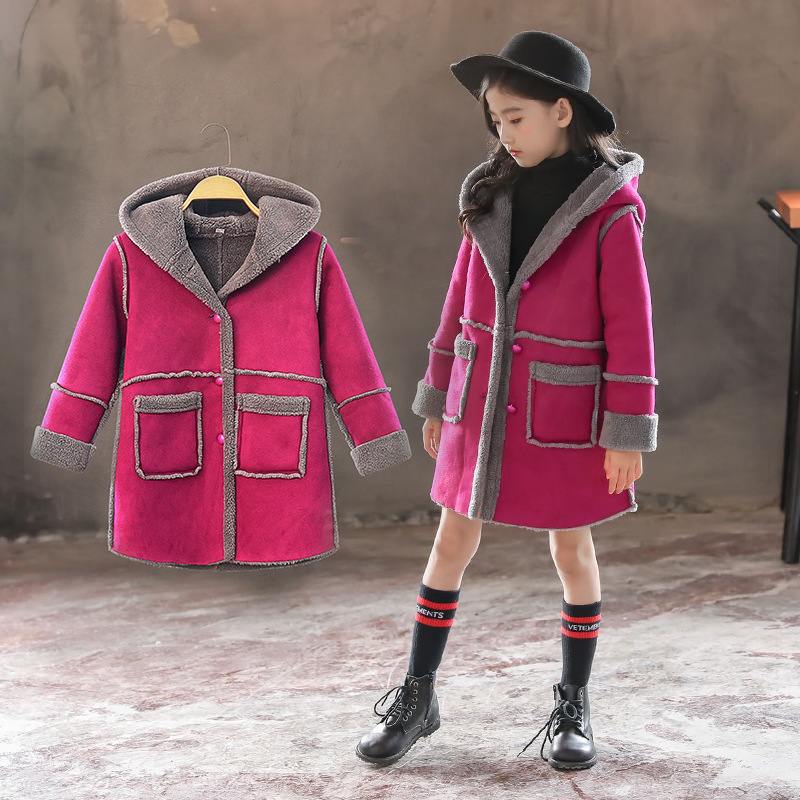 New girls' coats and coats for children's wear in autumn and winter. Foreign temperament suede coats and cotton fashion cute coats