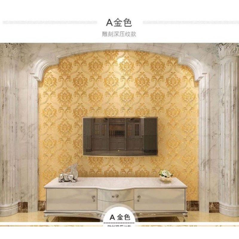 10M giấy dán tường hoa văn 3D in nổi cao cấp khổ 53cm chưa keo
