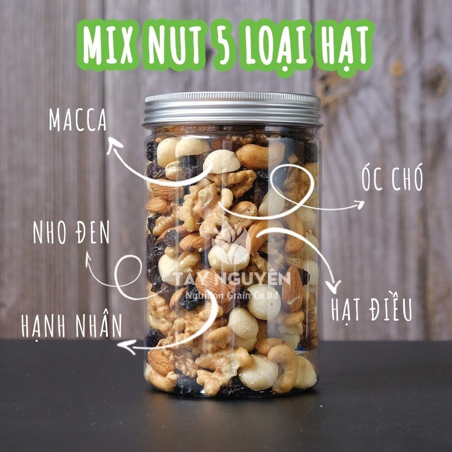 Combo tiết kiệm gồm hạt mix dinh dưỡng 5 hạt và mix raisins TANU NUTS ăn vặt mẹ bầu