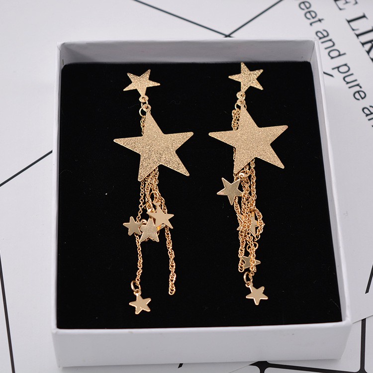 Bông Tai Hình Sao Nhiều Tua, Khuyên Tai Dài Dễ Thương, Thanh Lịch, Phong Cách Năng Động