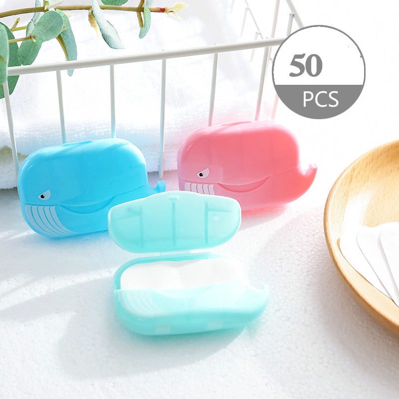 Hộp 50 Xà Phòng Giấy Mini Dùng Một Lần Tiện Lợi Khi Đi Du Lịch