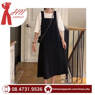 Set váy yếm kaki mix áo thun cotton cực đẹp