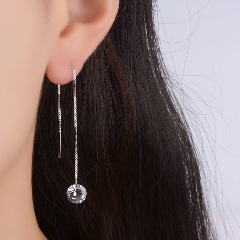 Đôi bông tai mạ bạc 925 đính đá thời trang cho nữ