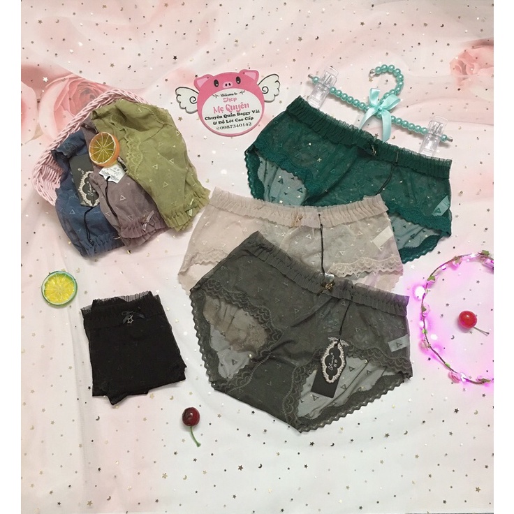Quần lót ren nhún bèo- voan lưới xuyên thấu sexy gợi cảm- co dãn tốt &lt;65kg
