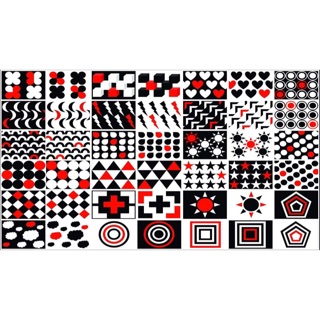 Decal dán tường kttg đen trắng đỏ đen