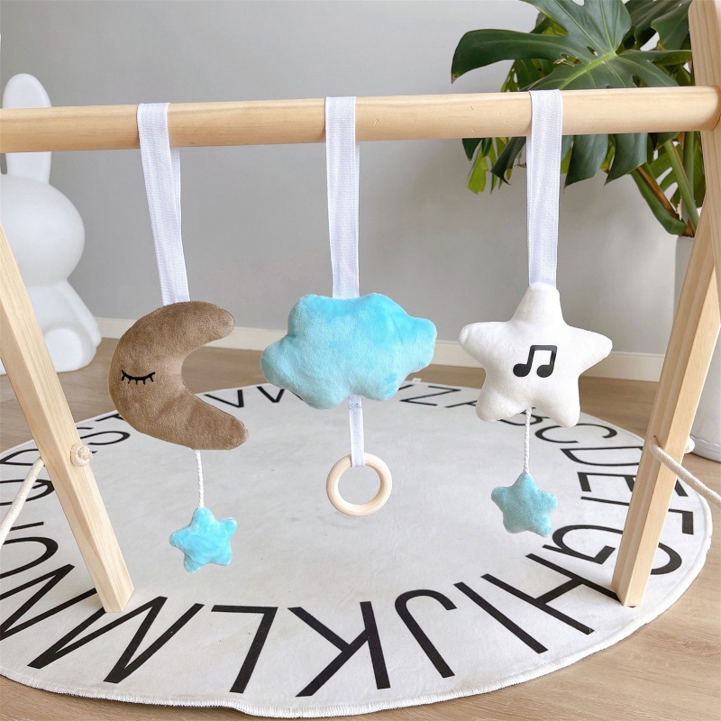 Set 3 Vòng Lục Lạc Hình Trăng Sao Mềm Mại Treo Xe Đẩy Em Bé