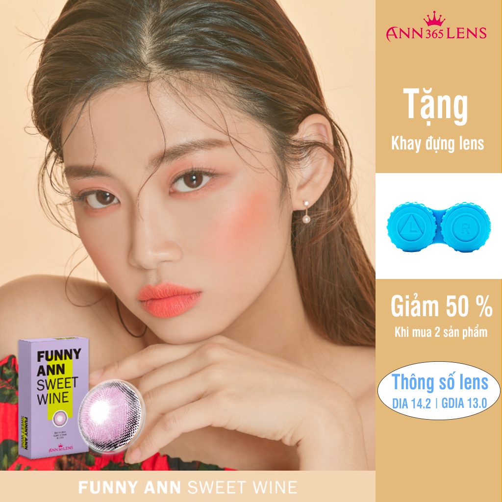 Lens mắt Màu Vang Đỏ Funny Ann Sweet Wine Kính áp tròng ANN365 Hàn Quốc Chính hãng Đeo êm 12h/Ngày