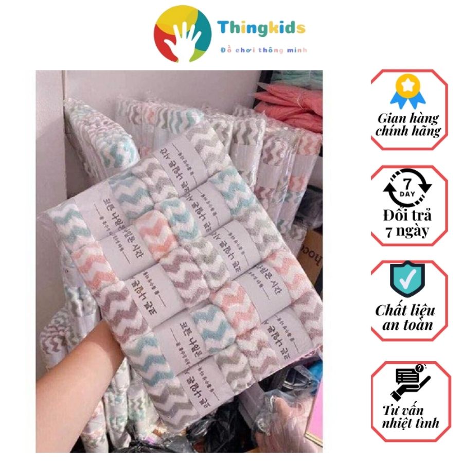 Khăn mặt kẻ bông mêm mịn - Thingkids
