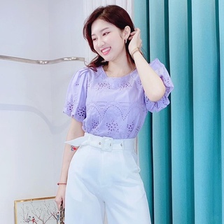 Áo sơ mi tím tay phồng CHUU A5368