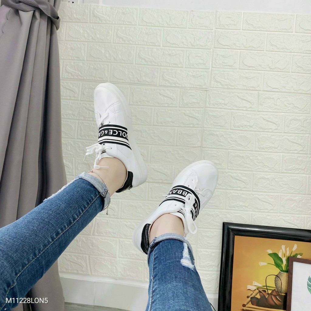 giày bata nữ ,giày thể thao trắng phối viền đen mẫu mới nhất siêu đẹp m53