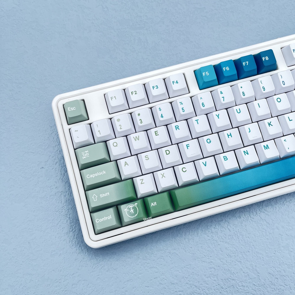 133 Phím Blue Green Keycaps Cherry Profile Gradient Color PBT Dye Sub Bàn phím cơ học Keycap