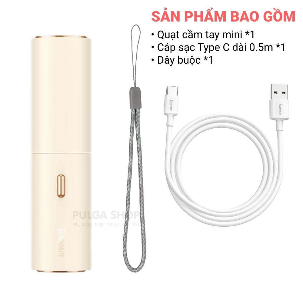 Quạt Cầm Tay Mini Baseus Sạc Pin Tích Điện Thiết Kế Nhỏ Gọn 2 Tốc Độ Gió Sử Dụng Liên Tục 12h