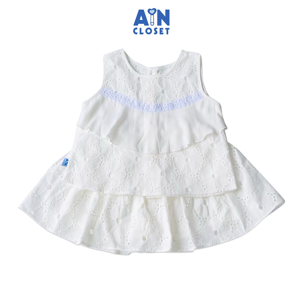 [Mã BMBAU50 giảm 7% đơn 99K] Bộ áo váy bé gái họa tiết Hoa trắng cotton boi thêu - AICDBGBHTOYU - AIN Closet