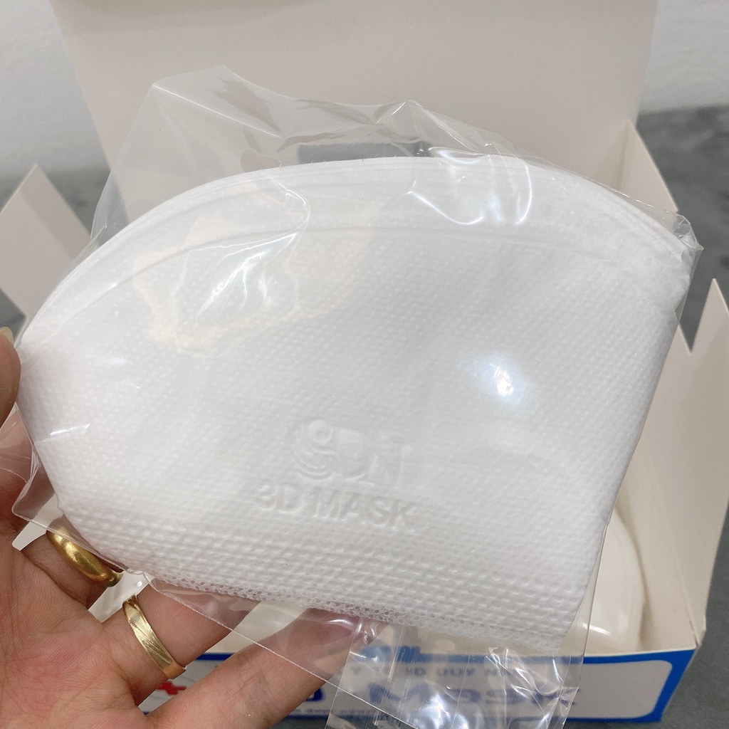 Khẩu trang 3D mask cao cấp chính hãng kháng khuẩn màu trắng kiểu hàn quốc hộp 50 cái