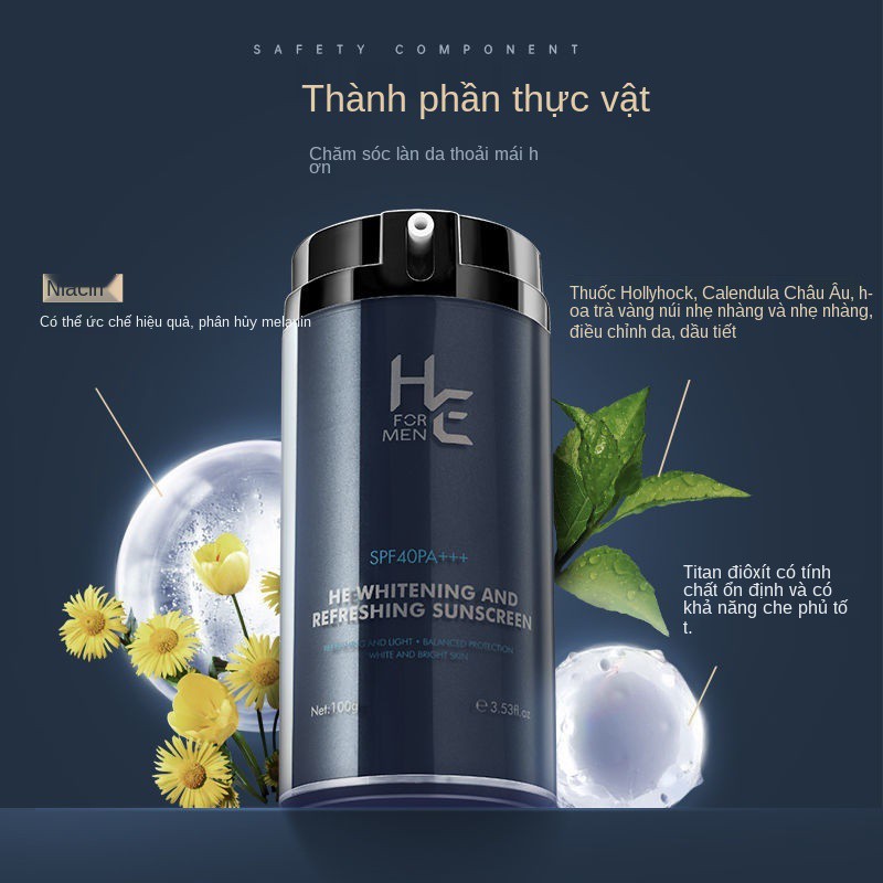 Hearn men’s cream lotion chống nắng bảo vệ tia UV ngoài trời đặc biệt trên khuôn mặt cách ly làm trắng bên nữ sin