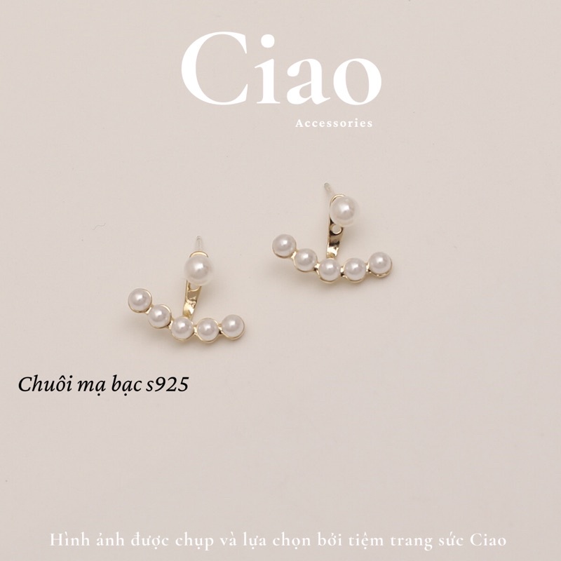 [HOẢ TỐC 1H] Khuyên tai/ Bông tai dáng dài mạ bạc S925 thiết kế chuỗi hạt trai Ciao accessories
