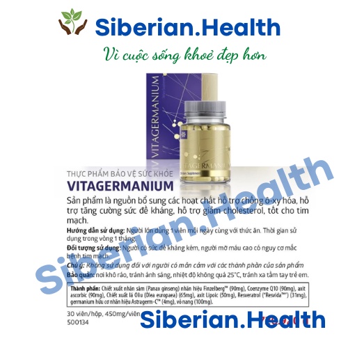 Thực phẩm bảo vệ sức khỏe VitaGermanium -hỗ trợ tăng cường sức đề kháng, hỗ trợ giảm cholesterol, tốt cho tim mạch – 30v