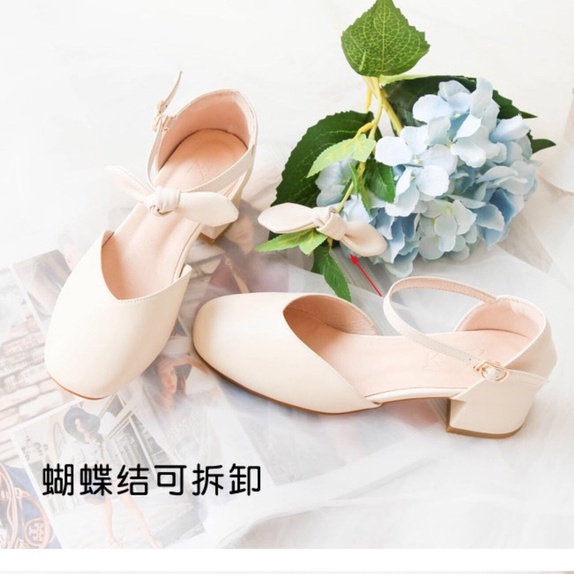 Giày Bệt Nữ Sandal Mũi Vuông QUAI CÀI NƠ C60