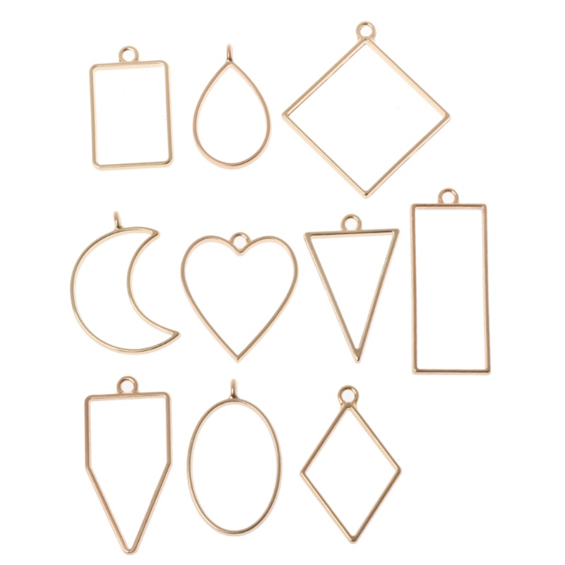 Khung Kim Loại Mini Hình Học Màu Vàng Đồng / Bạc Cài Đặt Vòng Tay Resin UV DIY