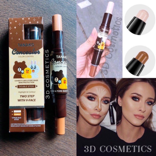 Cây che khuyết điểm tạo khối 2 đầu Tanako gấu thỏ vịt