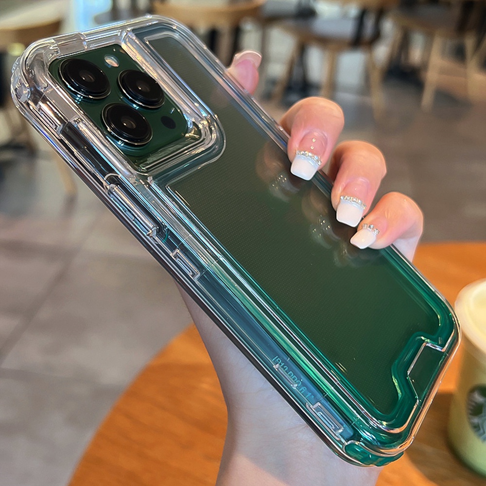 Ốp Điện Thoại Dạng Giáp Màu Gradient Chống Sốc 3 Trong 1 Cho iPhone 11 12 13 14 Pro MAX