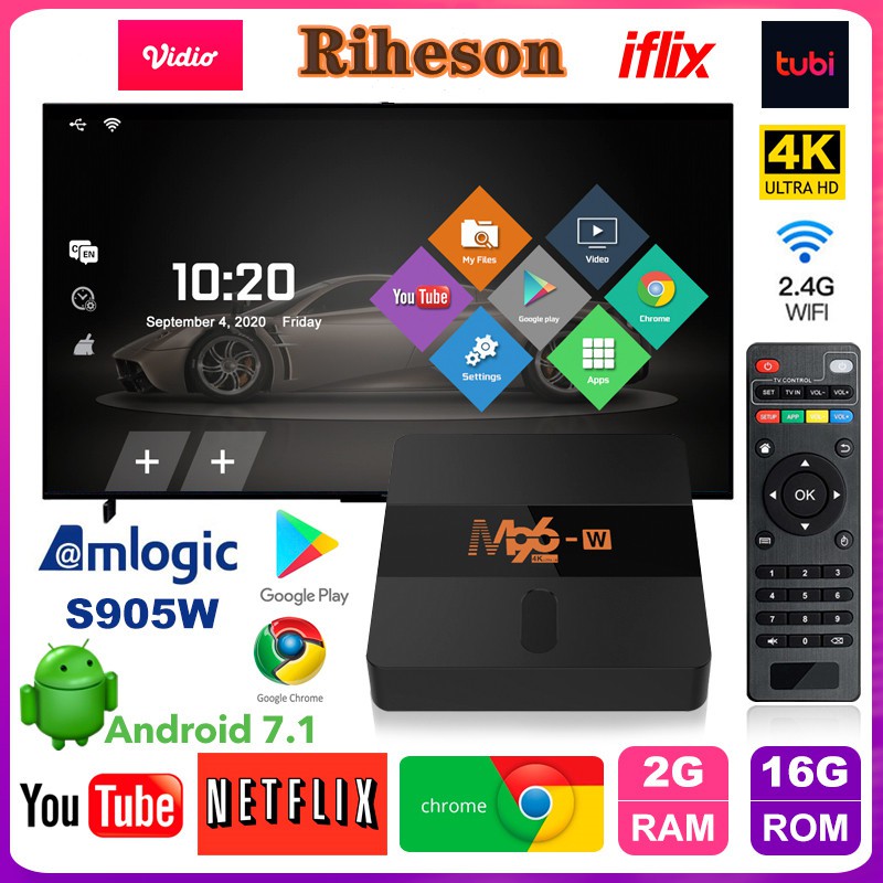 tivi box ram 2GB+16GB Android TV S905W thông minh 4K Cực kỳ HD Google tv box mytv m96-w băng tần wifi kép remote tv box