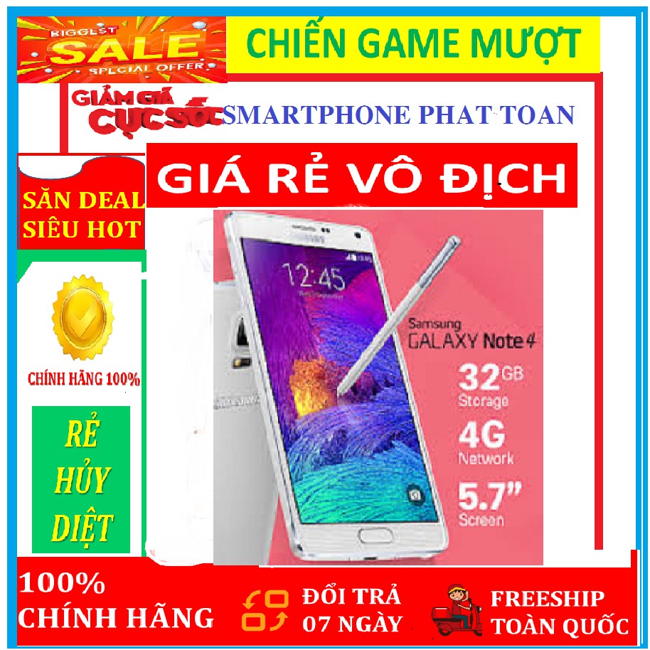 [BIG SALE] điện thoại Samsung Galaxy Note 4 2sim ram 3G Fullbox - Chơi Game nặng mượt