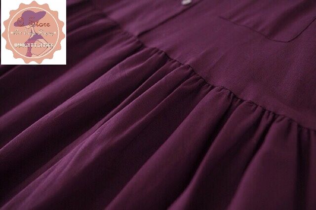 Đầm cổ sơ mi dáng xòe màu tím nho | BigBuy360 - bigbuy360.vn