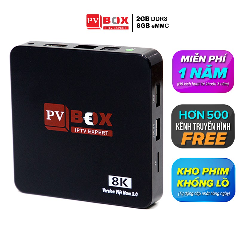 Android tv box Ram 2G kết nối wifi không dây xem phim miễn phí bảo hành 12 tháng PVBOX box tv
