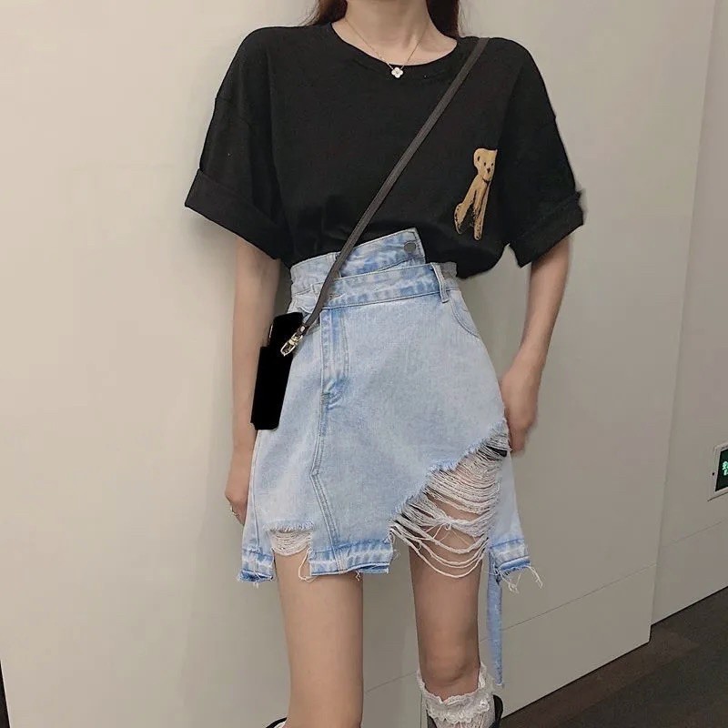Chân váy jean ✅QUẢNG CHÂU✅chân váy denim nữ đẹp kiểu rách hotttend, hàng order taobao sẵn | BigBuy360 - bigbuy360.vn