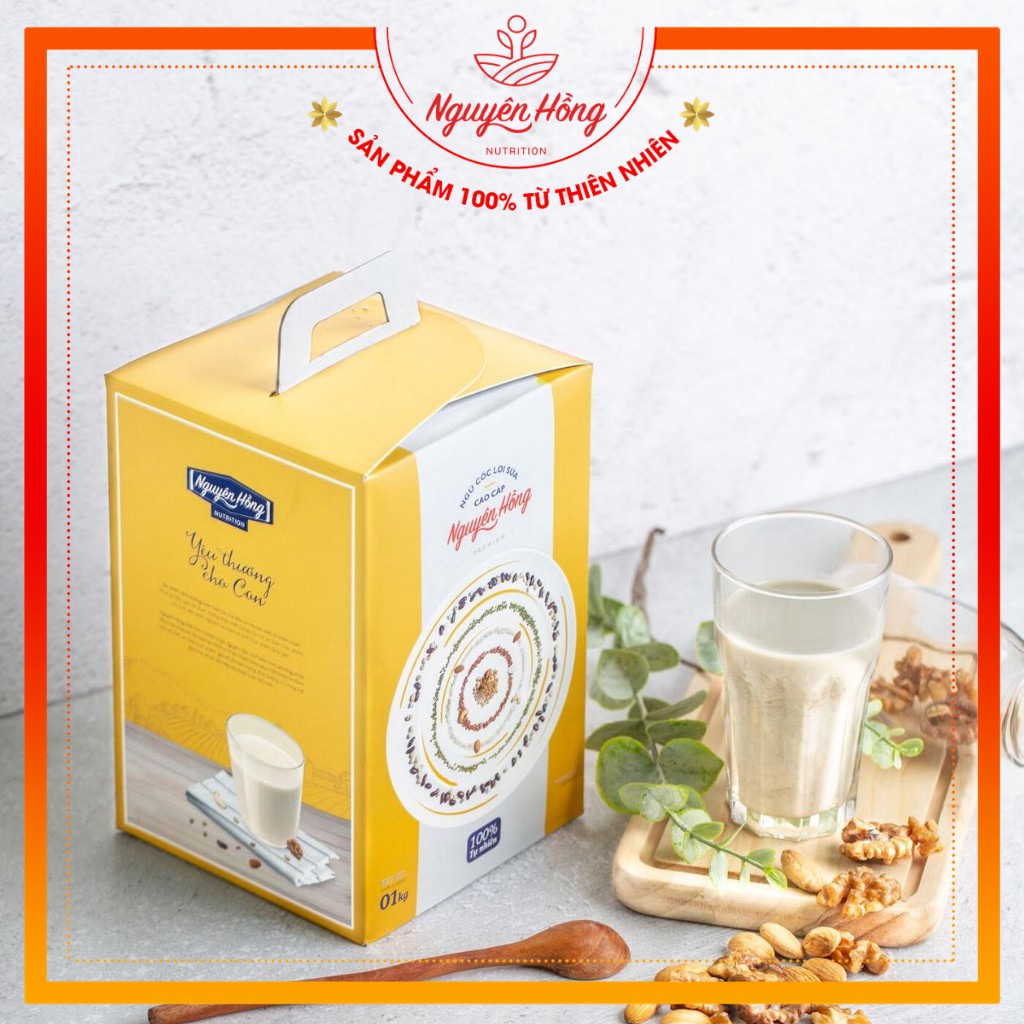 Ngũ Cốc Lợi Sữa Cao Cấp Cho Mẹ NGUYÊN HỒNG - Hộp 1kg - Bột Ngũ Cốc 100% Từ Các Loại Hạt [Sữa Về Nhiều, Vàng, Đặc Hơn]