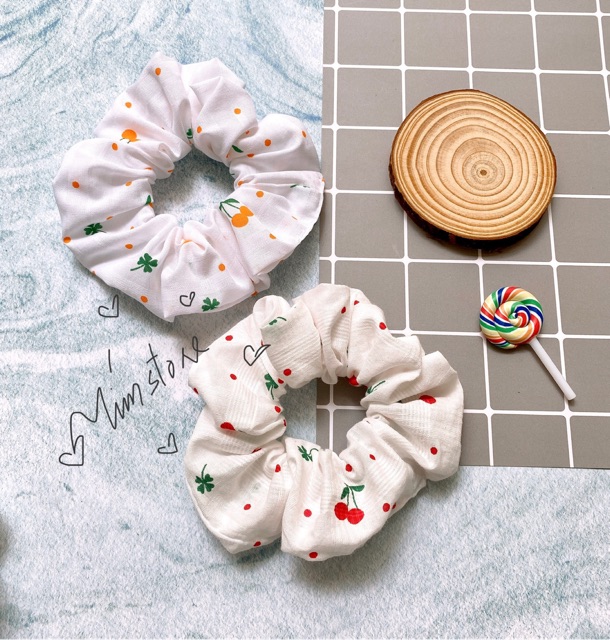 {Ảnh thật} CỘT TÓC VẢI SCRUNCHIES CHERRY M3- THỜI TRANG NỮ XINH GIÁ RẺ