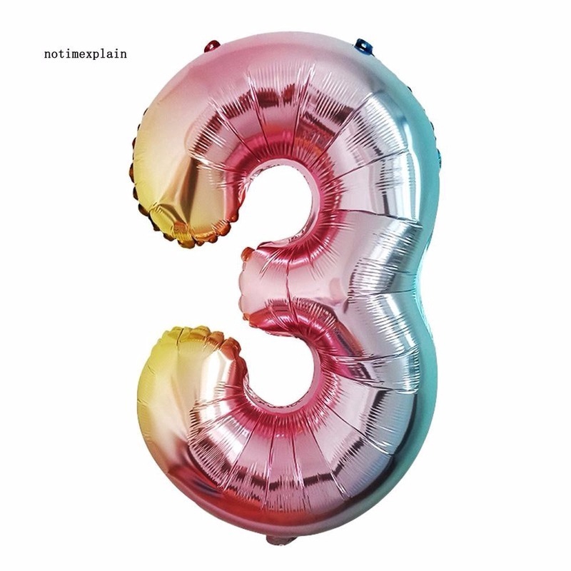 Bóng Bay Kỹ Thuật Số 32 Inch Màu Sắc Gradient Độc Đáo Trang Trí Tiệc Sinh Nhật