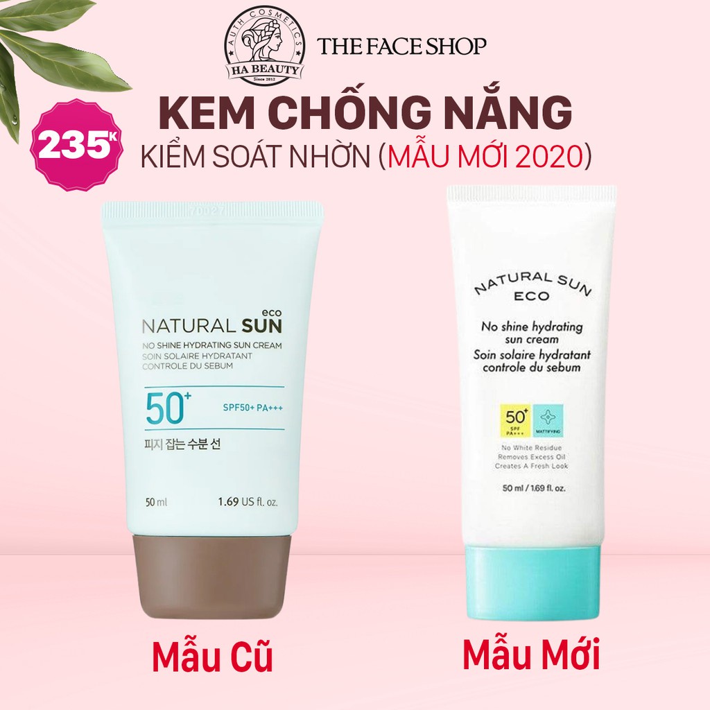 Kem chống nắng dưỡng ẩm cho da dầu hỗn hợp The Face Shop Natural Sun Eco No Shine Hydrating Sun Cream SPF50+PA+++ 50ml