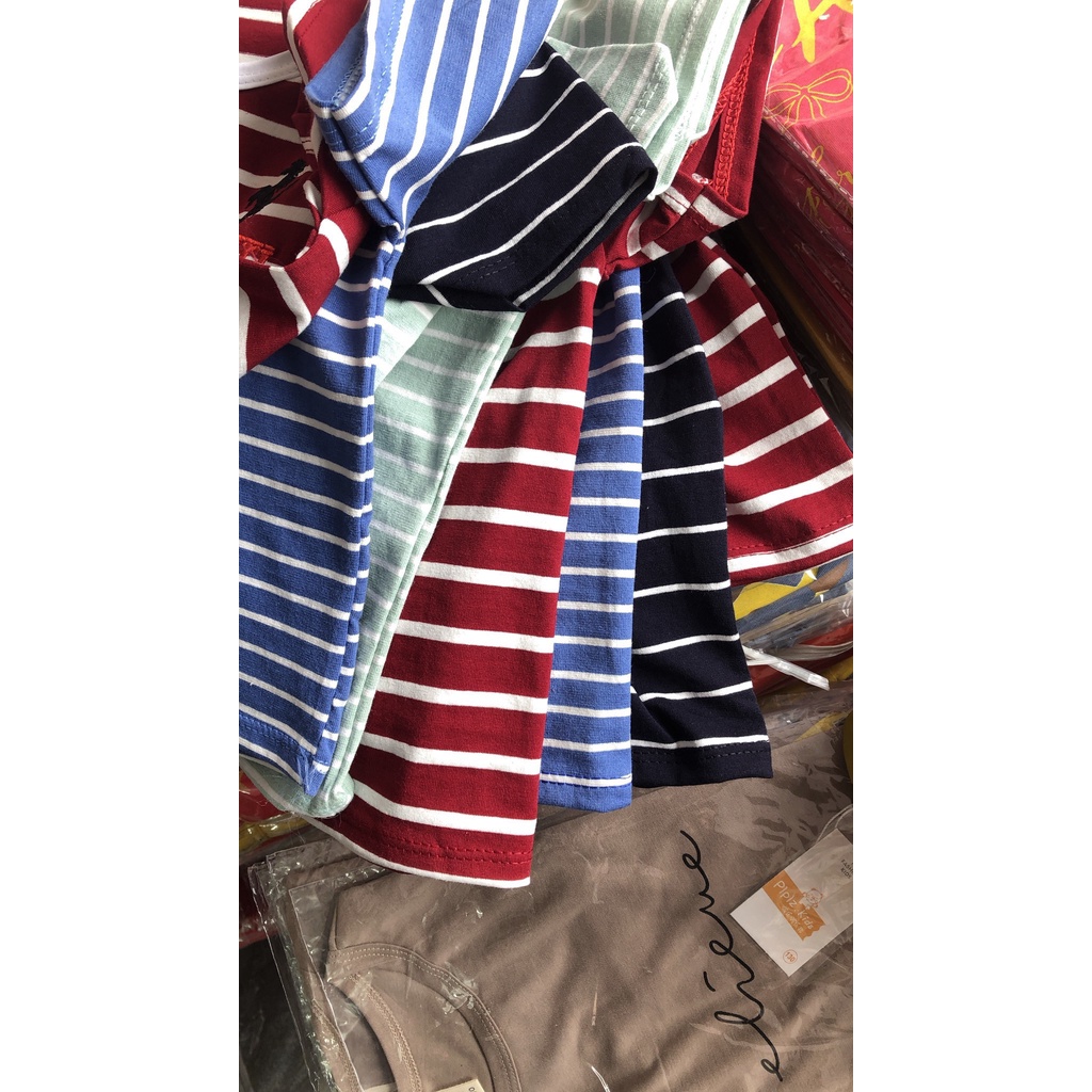 Áo phông cộc tay mùa hè kẻ sọc cho bé trai, bé gái từ 4-18kg