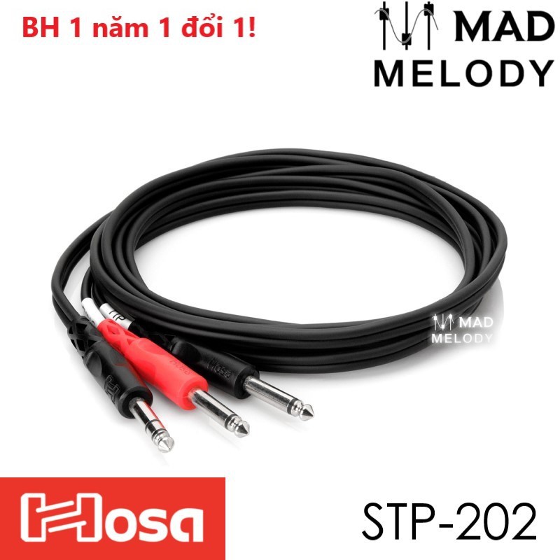 Hosa Insert Cable STP-202 (1/4in TRS - 2 1/4in TS) (2m) [Dây chia tín hiệu cắm cổng insert trên mixer, NEW & chính hãng]